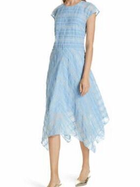 Lewit Sky Blue Asymmetrical Handkerchief Hem Dress